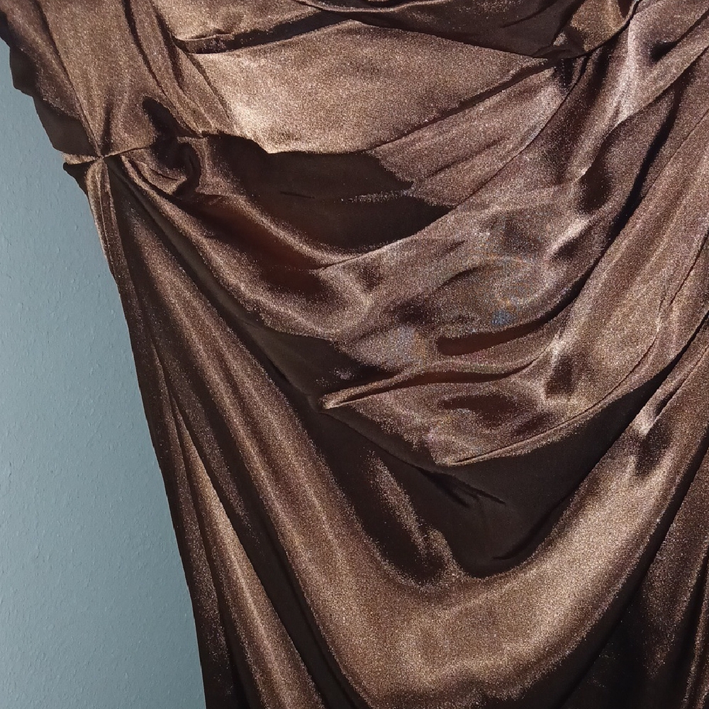 Elegant One Shoulder Brown Dress